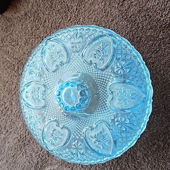 Vintage blue glass candy dish - Picture 3 of 5
